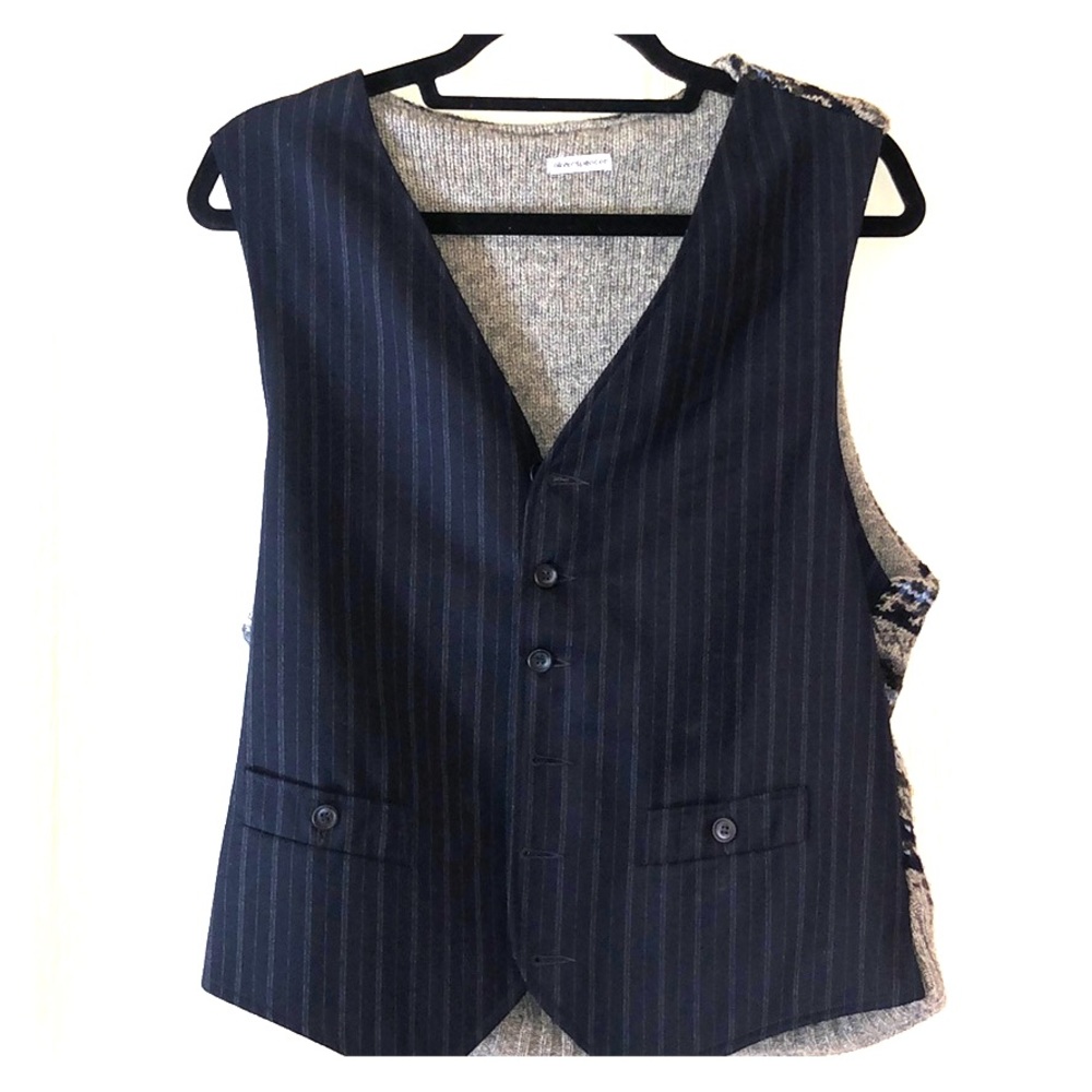 Oliver Spencer Navy Pinstripe Vest